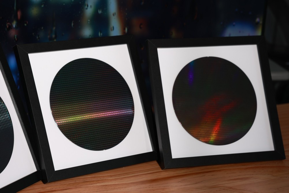Framed Silicon Wafer Display for Vintage CPU Microchips Tech Wall Art