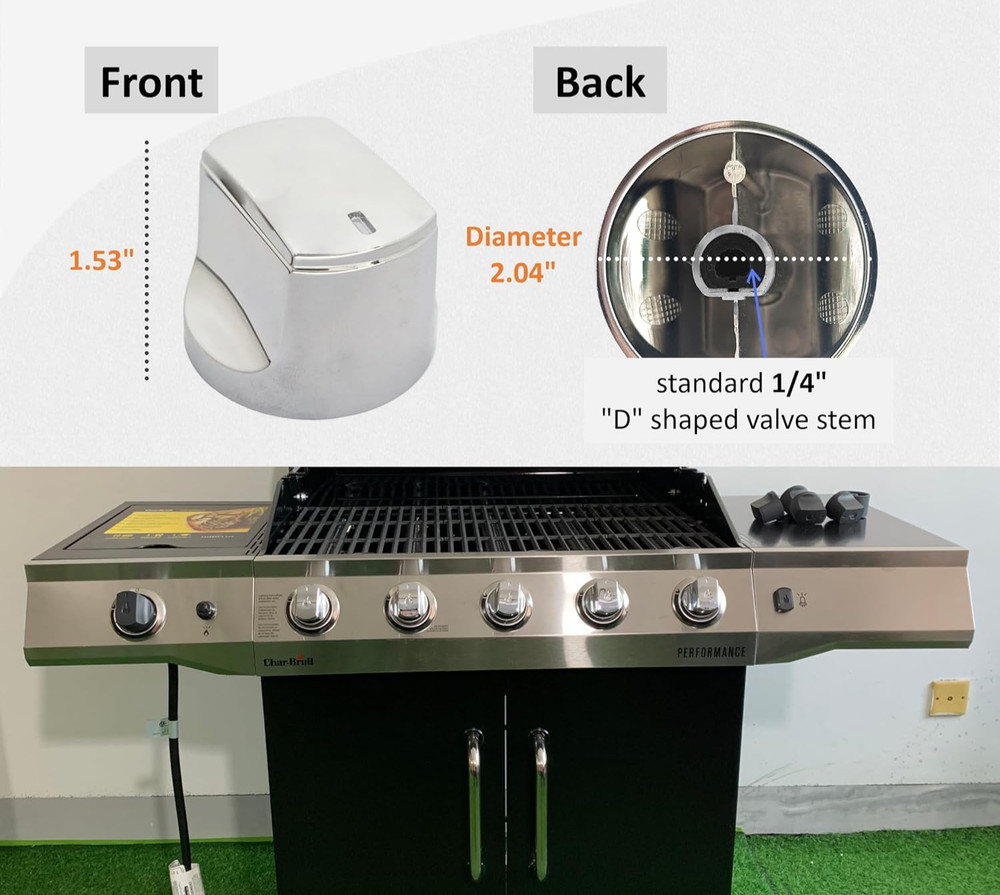 Gas Grill Control Knobs for Char-Broil Performance 463366022 463365021 4-Pack