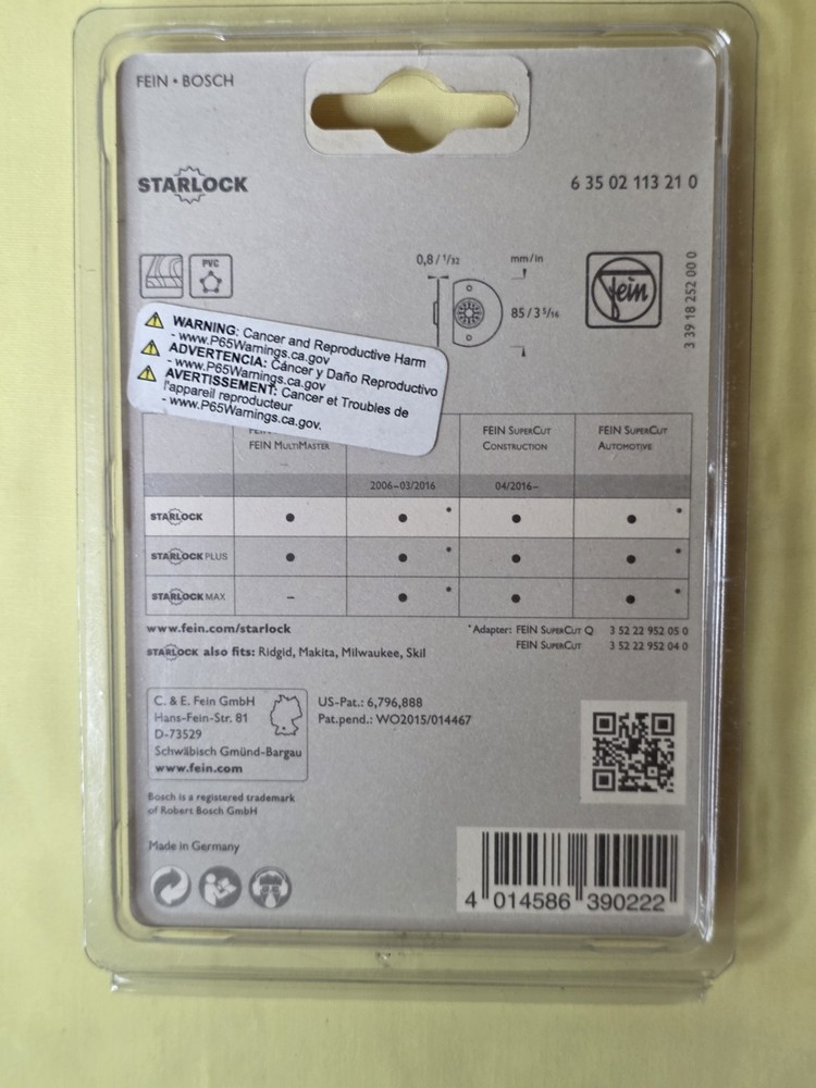 FEIN 63502113210 ~ Oscillating Tool Blade ~ Semi-Circular