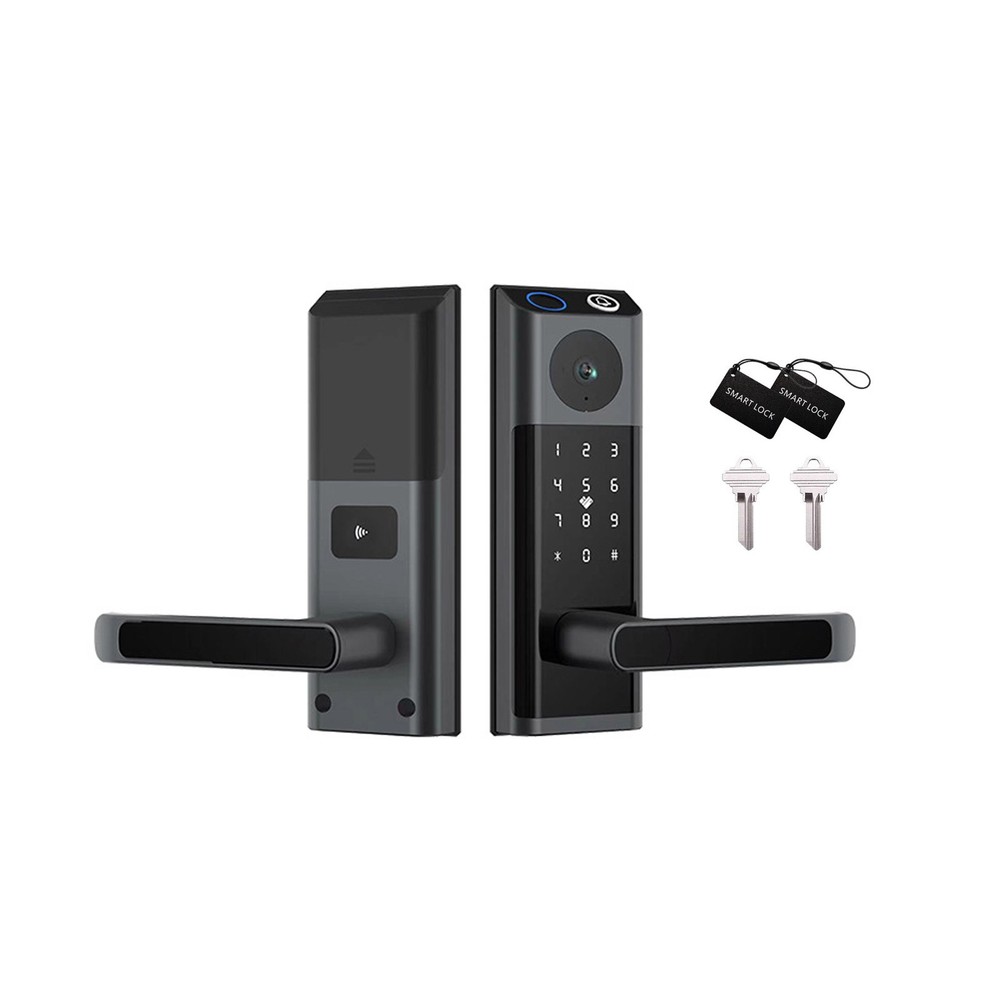 Smart Door Lock Fingerprint Camera Handle Keyless WiFi APP Control