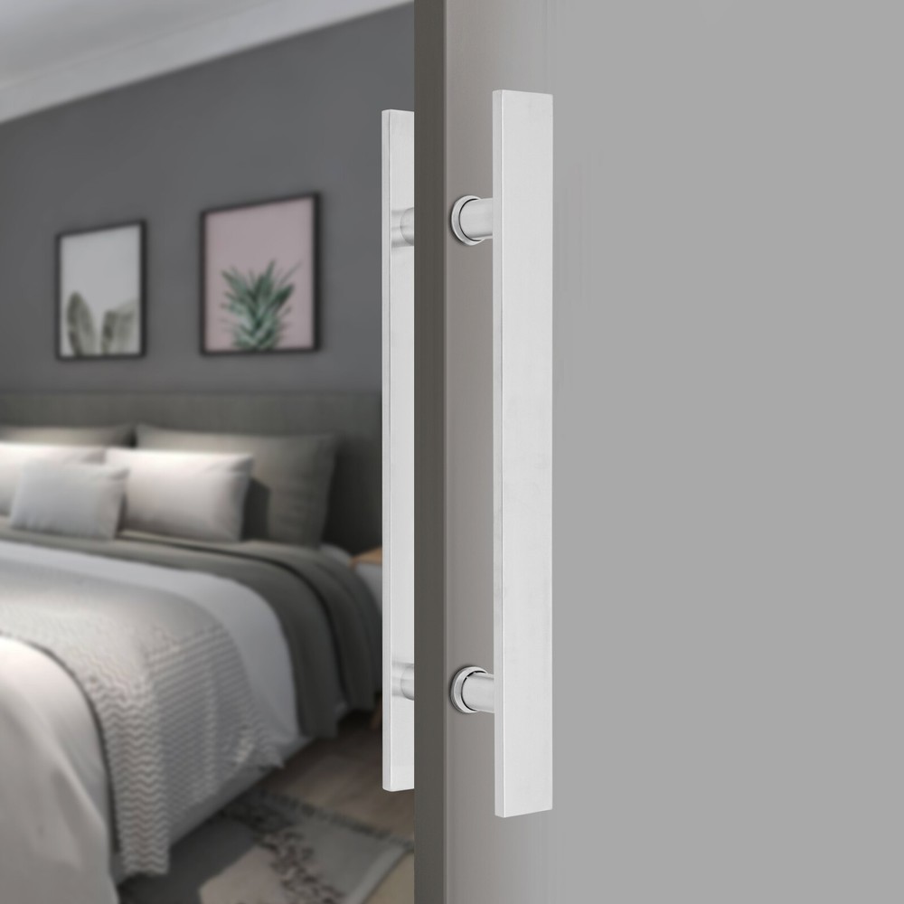 Double Sided Stainless Steel Door Handle Pair Pull Push Sliding Barn Door Handle
