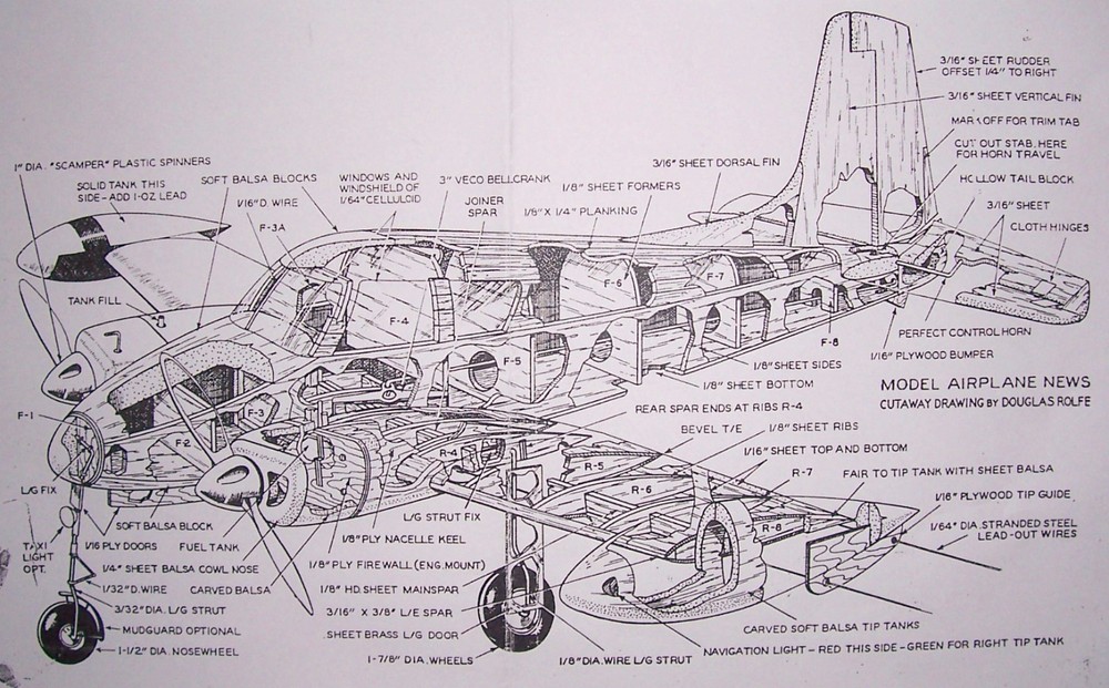 CESSNA 310A PLAN + CONSTRUCTION ARTICLE & SCALE DATA to Build UC Model Airplane