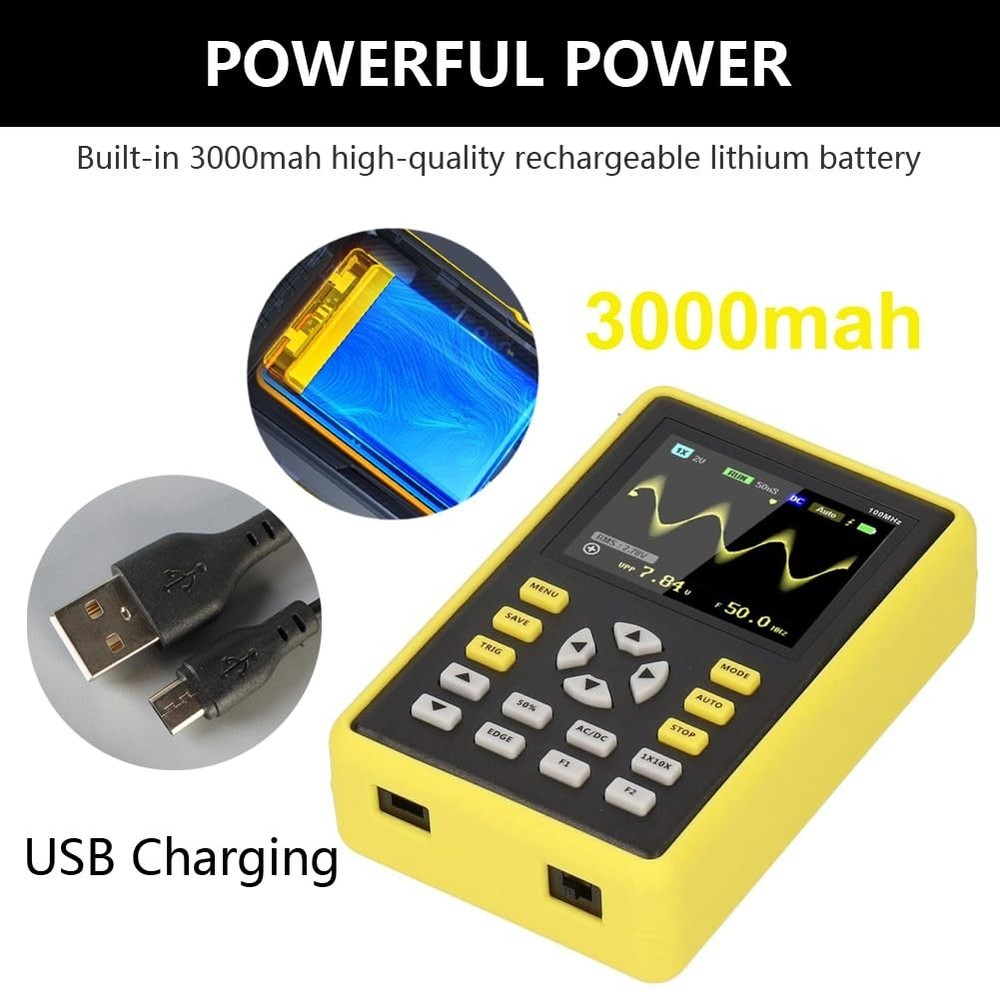 Handheld Oscilloscope for Voltage and Frequency Measurement with Compact Design