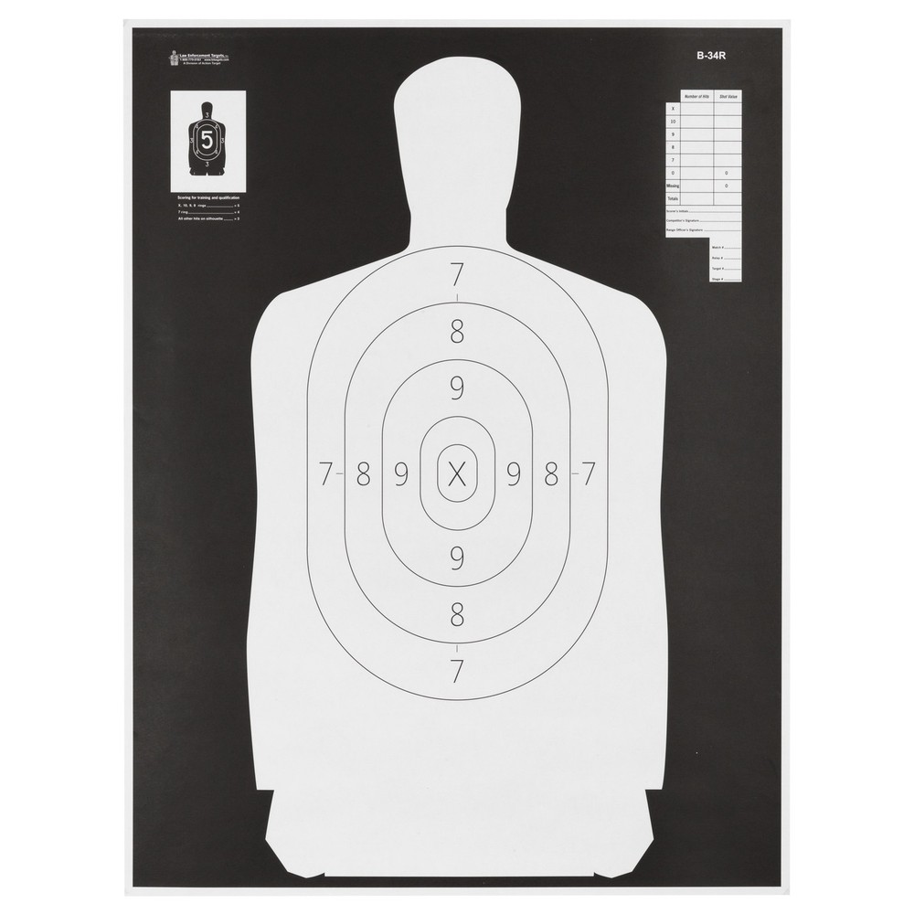 Action Target B-34R Reverse Qualification Police Silhouette Target 25 Yard