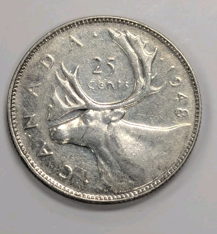 1948 Canada Silver Quarter- Key Date!   T362