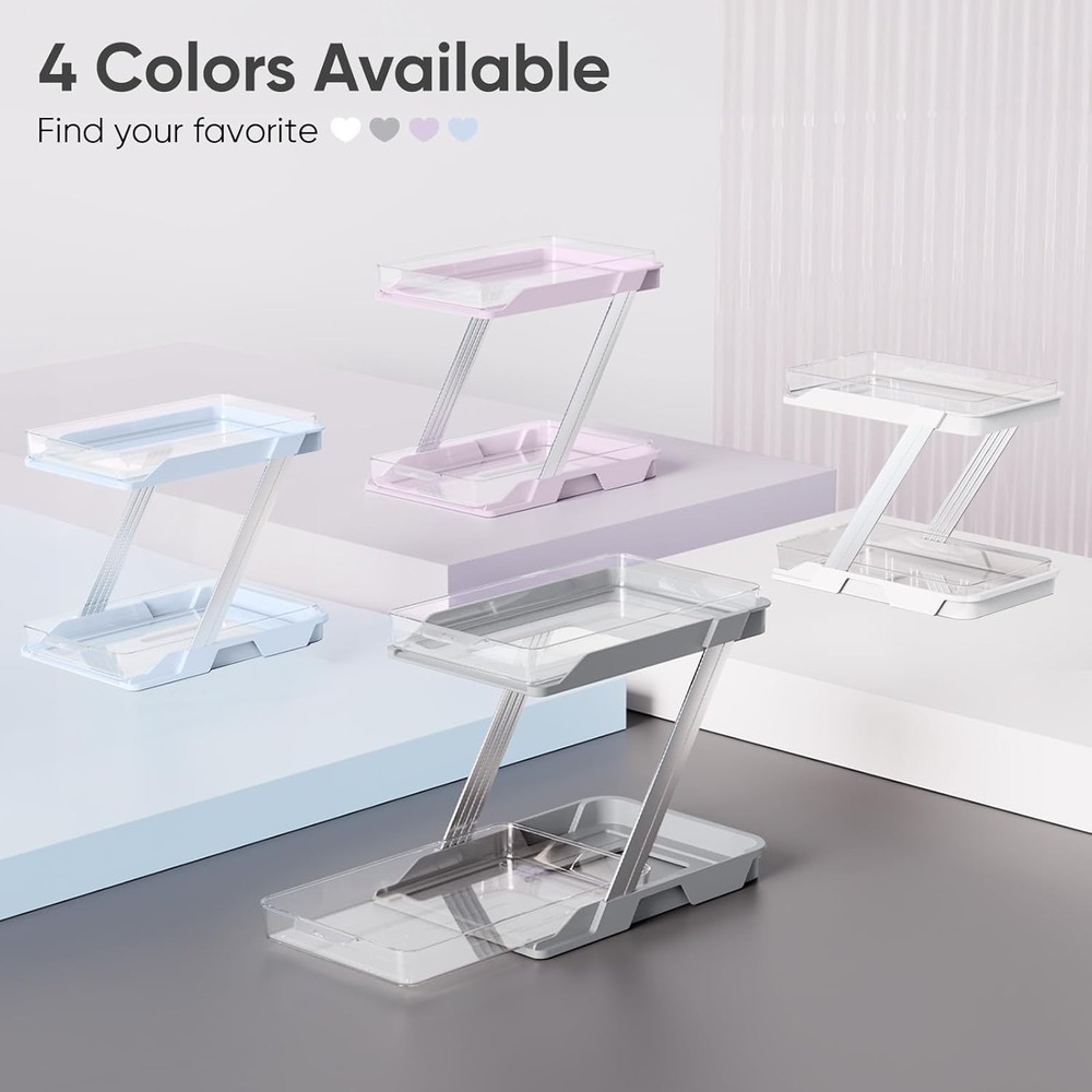 3 Pack Bathroom Organizers & Storage Multi-Purpose,2-Tier Clear Pull Out