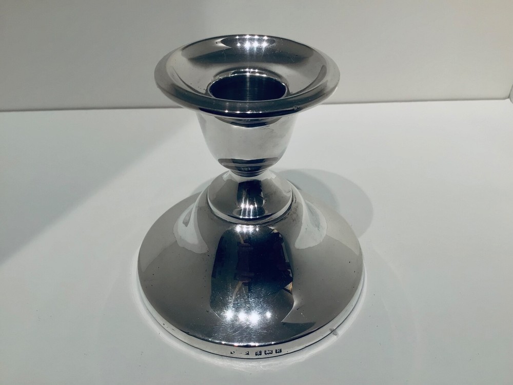Edwardian Solid Silver Desk Candlestick,  Birmingham 1909