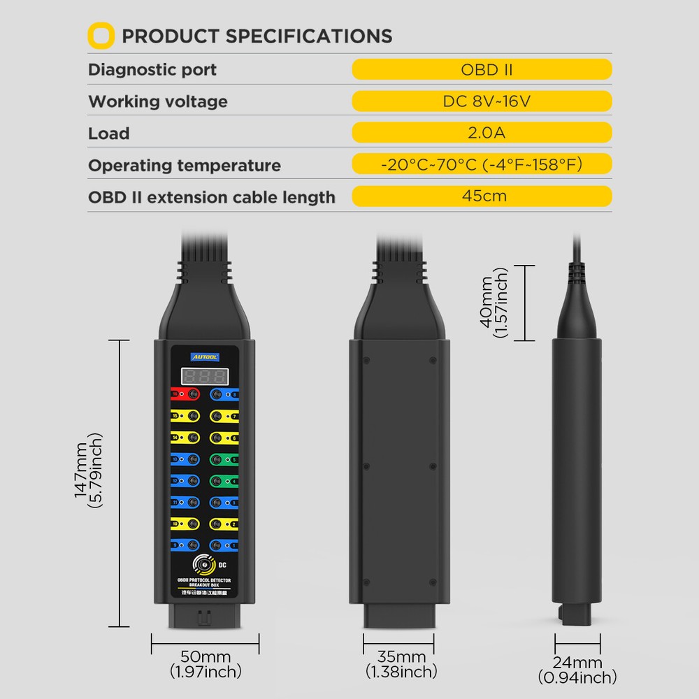 OBDII Break Out Box ECU Connector CAN Diagnostic OBD2 Breakout Box Voltage Test