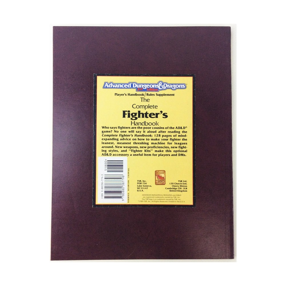 TSR AD&D 2nd Ed Complete Fighter's Handbook (6ths) VG+