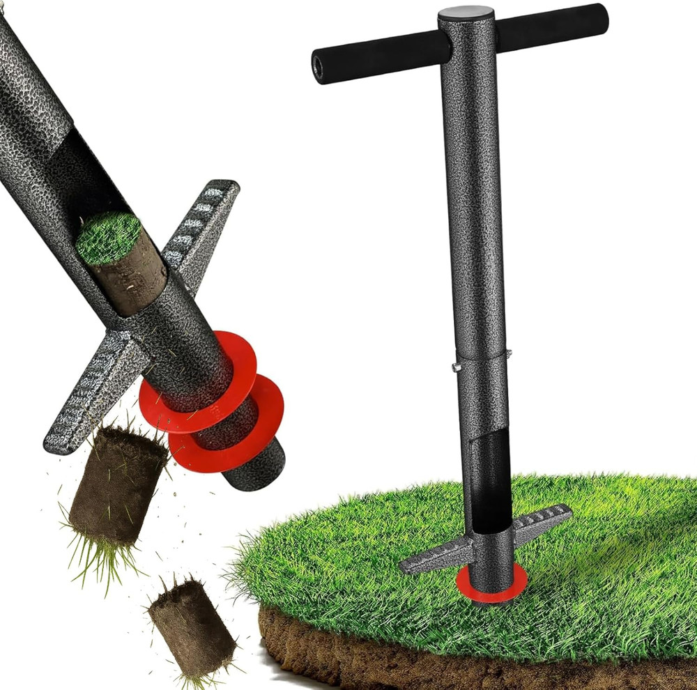 Bulb Planter Tool - 34" Long Handle Sod Plugger Lawn Digger,Auto Plug Eject,Heav