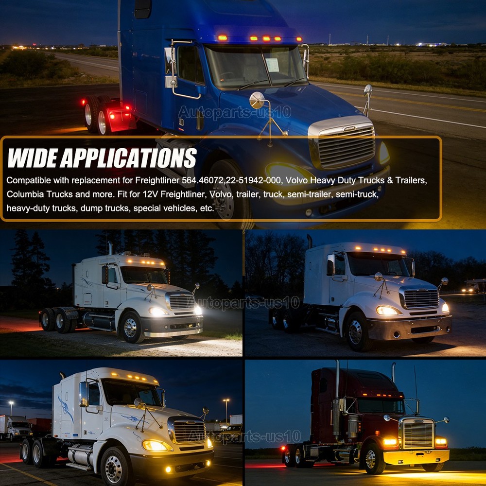 5PCS Amber LED Cab Roof Marker Lights for Freightliner 564.46072 22-51942-000