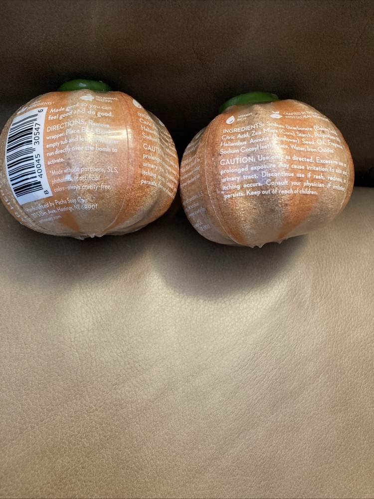 Pacha Soap Co, 2-2 pack Bath Bombs, Pumpkin Spice, 7oz Each