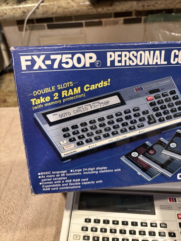 Casio FX-750P Programmable Computer w/ 2 RAM Cards Tested + Box