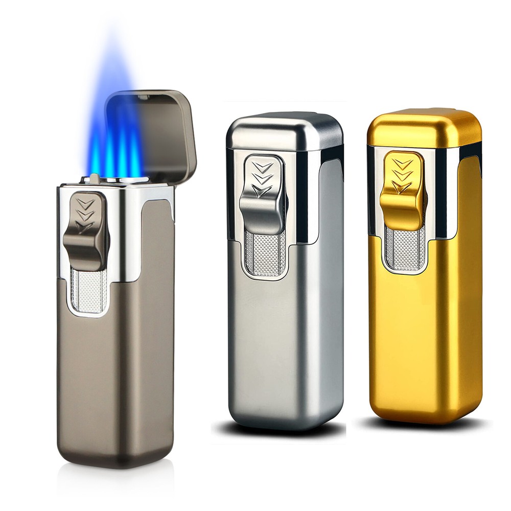 Torch Cigar Lighter 4 Jet Flame Refillable Butane Cigar Lighter Adjustable Flame