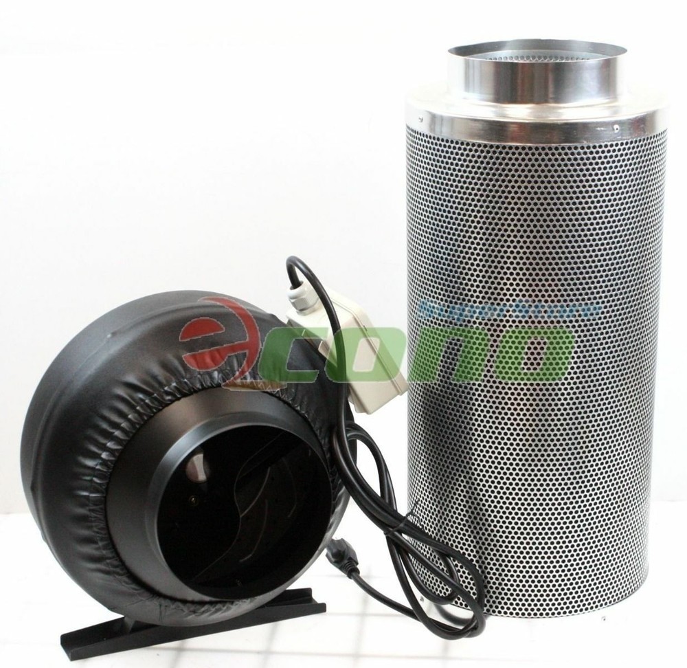 6" Inline Fan Air Blower Speed Controller Hydroponic Odor Scrubber Carbon Filter