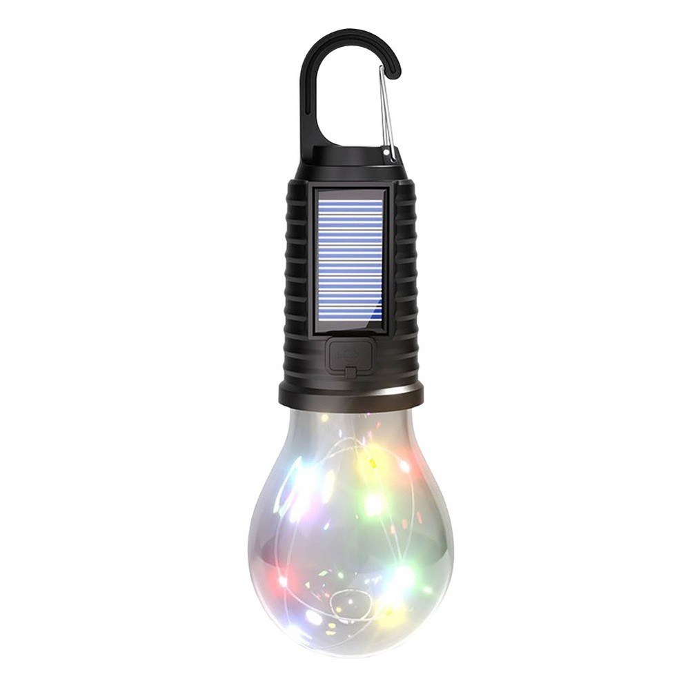 2PCS Tent Light Bulb Solar USB Rechargeable Camping Lantern 3 Lighting Modes