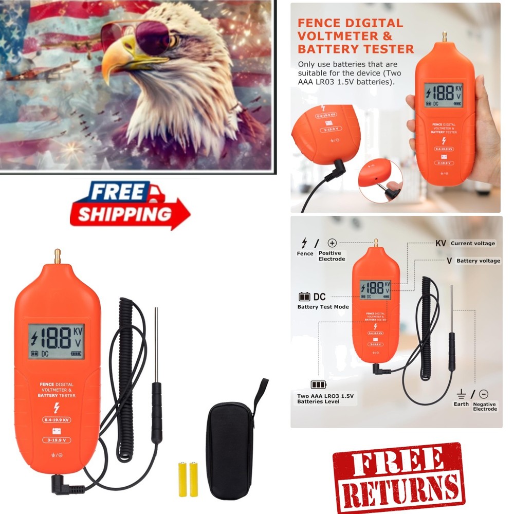 Multi-Function Electric Fence Voltage Tester Max 19.9kV - Ergonomic Design