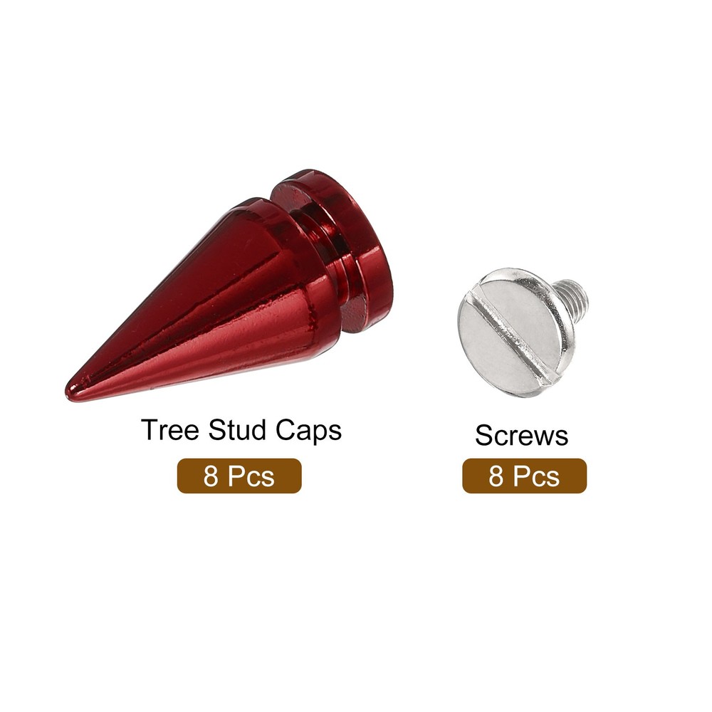 8Pcs Cone Spike Stud Rivet, 10x20mm Tree Studs and Spikes Bright Red
