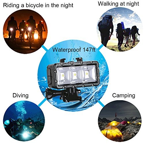 Underwater Light, Waterproof Light, Dimmable Waterproof (45m) LED Video Light