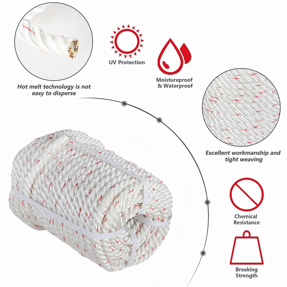 Double Braid Polyester Arborist Bull Rope Pulling Rigging Line 8900Lbs 5/8"×150'