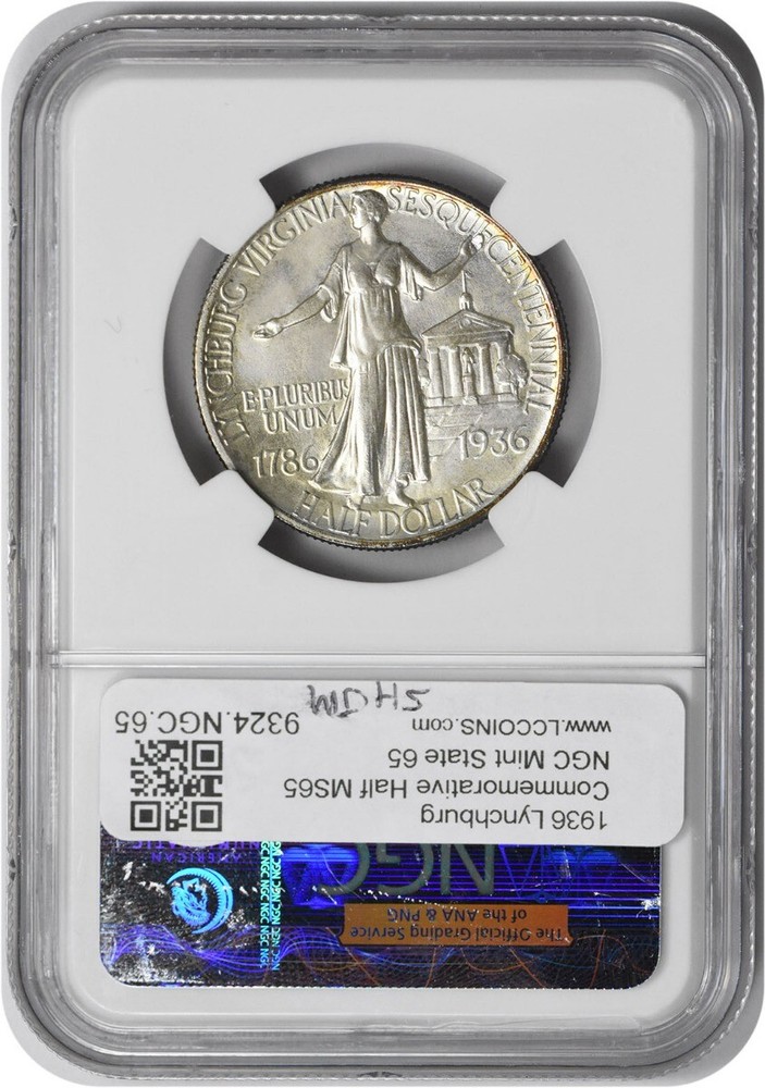 Lynchburg Commemorative Silver Half Dollar 1936 MS65 NGC