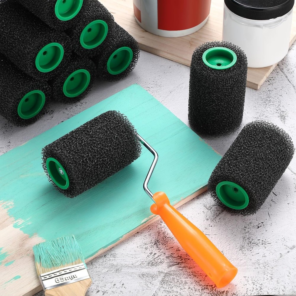 9 Pcs Textured Paint Roller 4 Inch Bed Liner Roller Covers with 1pcs Frame Kit