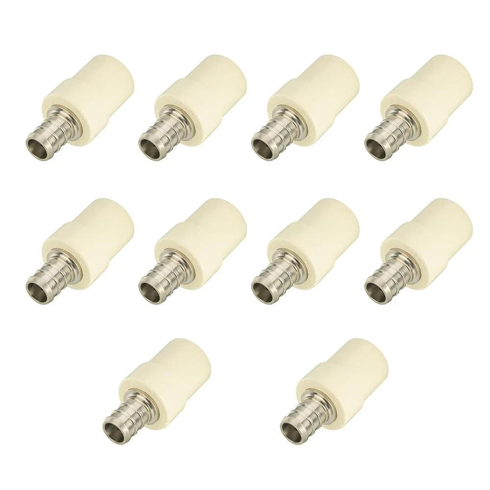 10-Pack 1/2" Pex to CPVC Transition Coupling Barb Brass Fittings