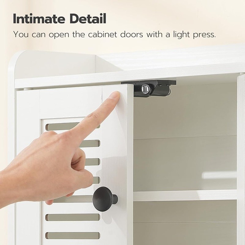 Wall Mounted Bathroom Storage Cabinet Adjustable Shelf Hooks Shutter Design New
