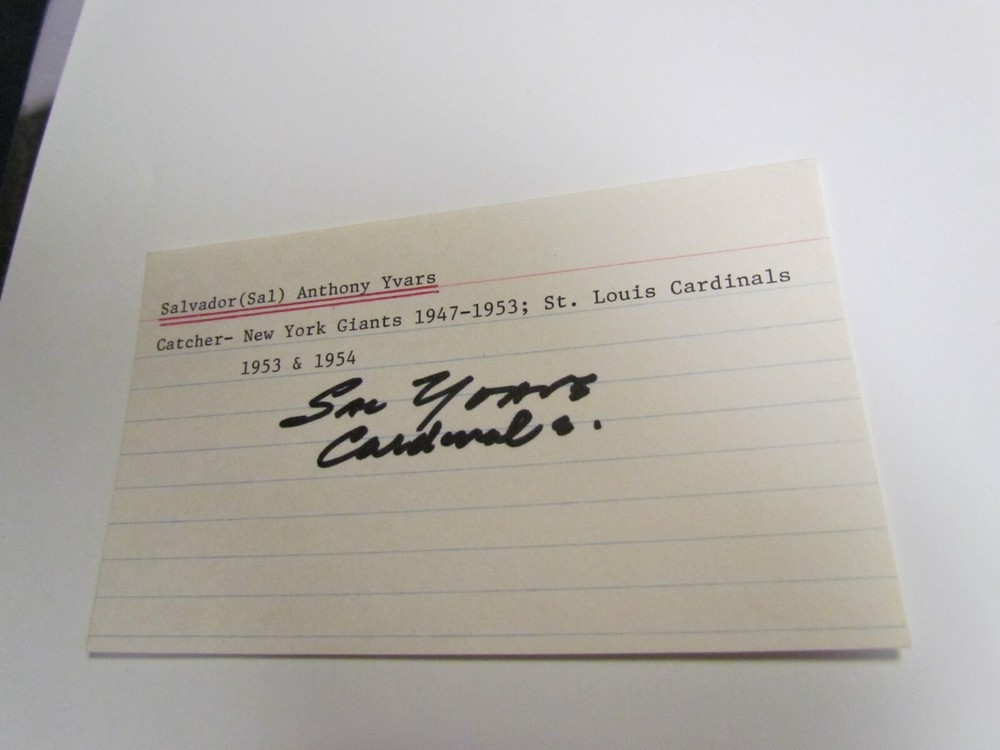 Sal Yvars Autographed Index Card