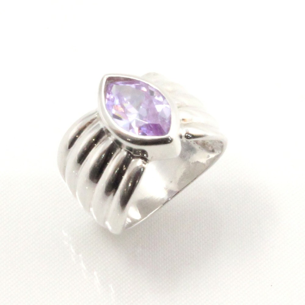 Sterling Silver Amethyst CZ Solitaire Ring