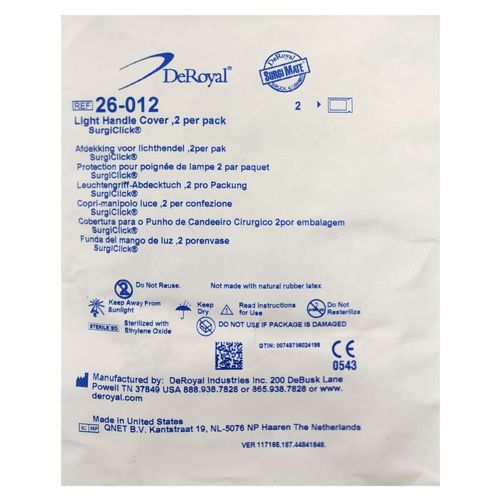 *2-Pieces* DeRoyal SurgiClick Light Handle Cover 2 Per Pack Sterile 26-012