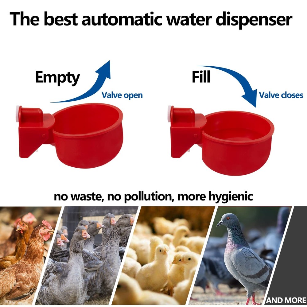 Chicken Waterer Cups 8 Pack Automatic Water for Poultry LANARP...