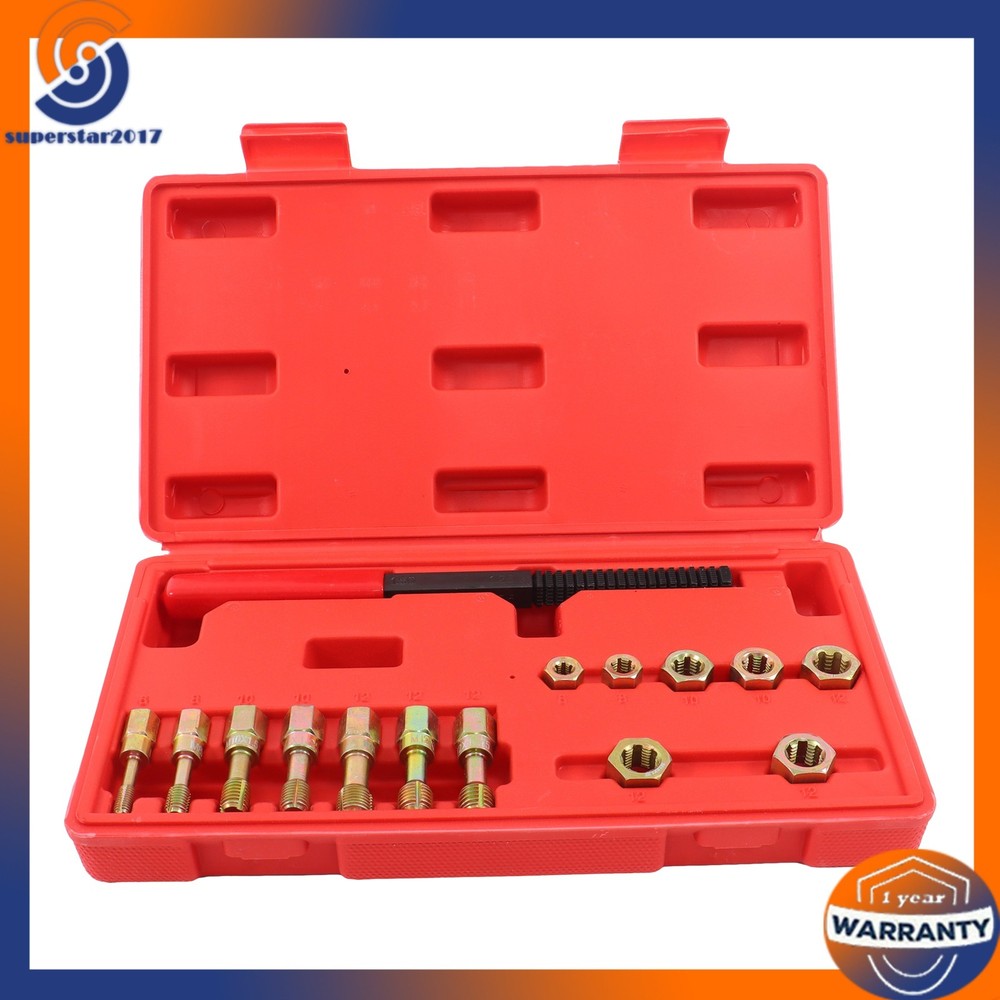 15-Piece Metric Thread Repair Tools Set Thread Restorer Set Rethreading Tool New