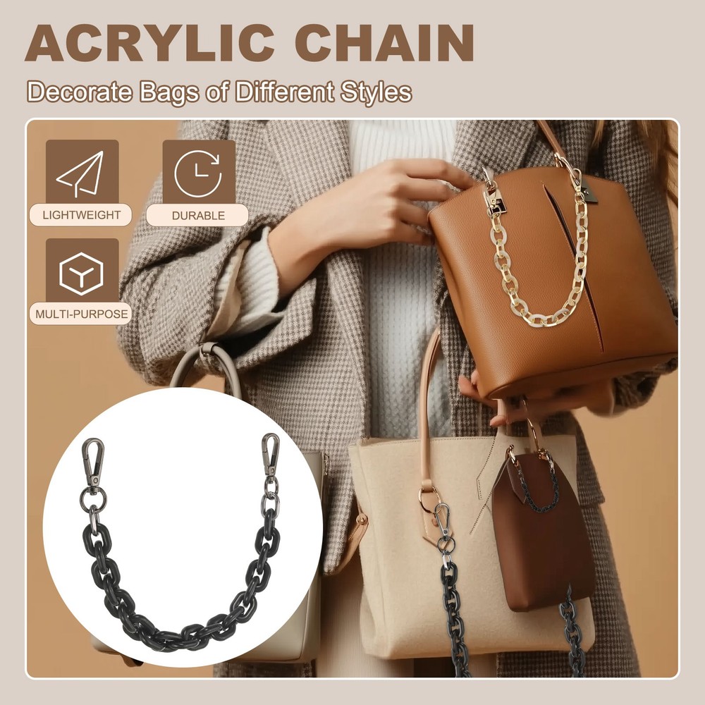 47" Acrylic Chain Purse Strap Replacement Luxury Handbag Strap White