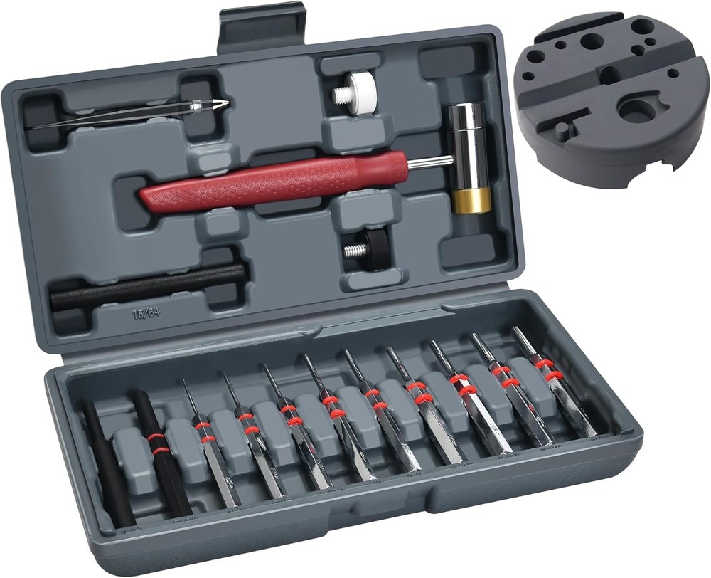 Versatile Steel Punch Tool Set: Includes Hammer, Bench Block & Sizes Galore