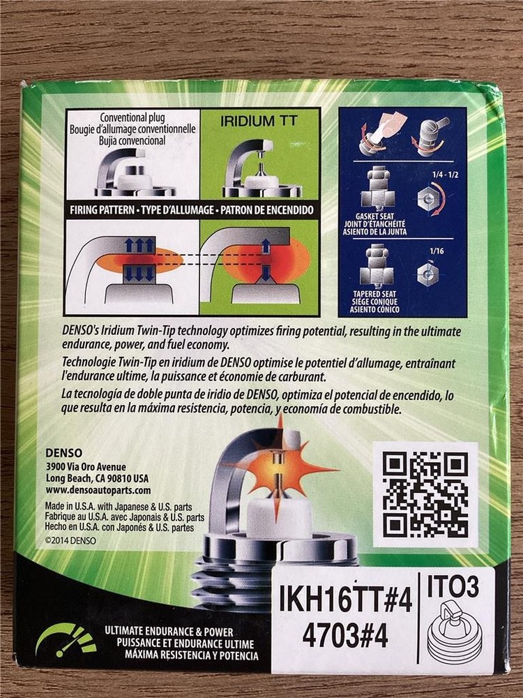 + Denso IRIDIUM TT Spark Plug (4 Pack) IKH16TT 4703 NEW