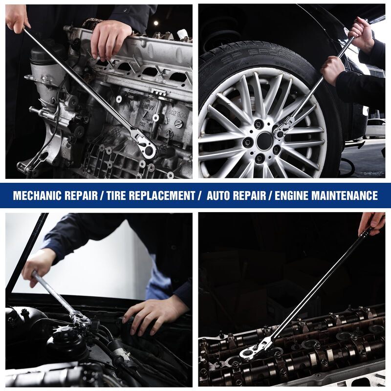 WORKPRO 1/2" Drive Extra Long Flex Head Ratchet 24" Ratchet Handle Quick Release