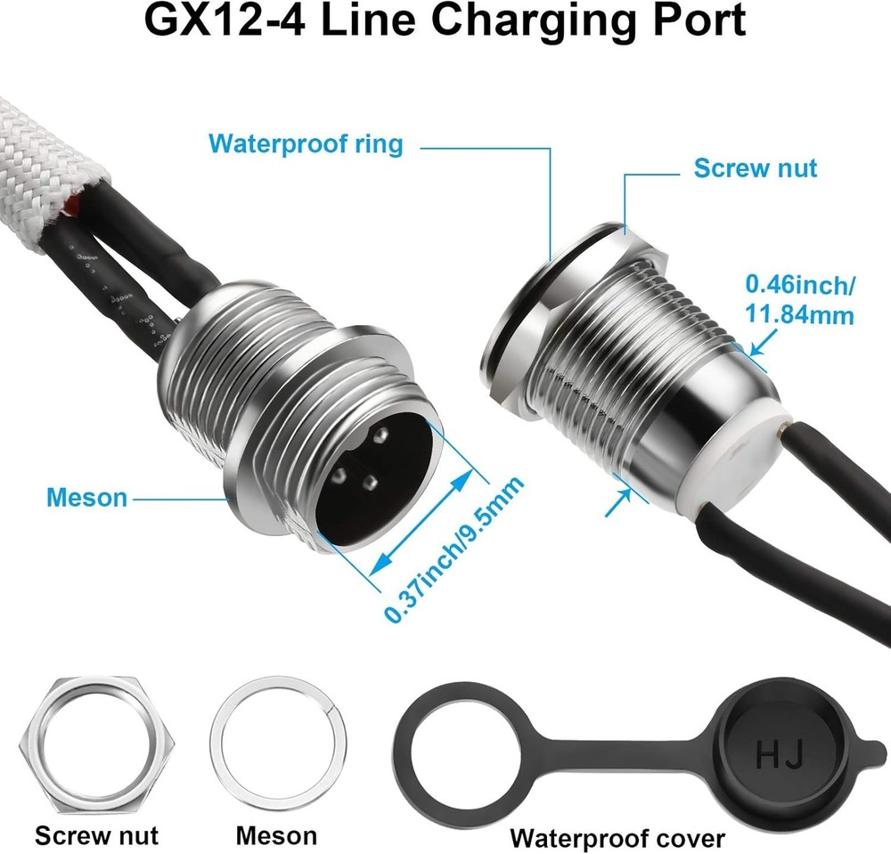 2-Pack 3-Prong Charging Port Replacement for Hoverboard & Smart Scooter