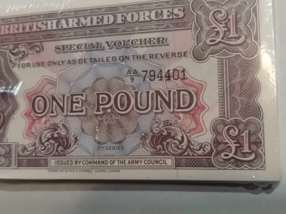 BRITISH ARMED FORCES POUND CURRENCY NOTES SPECIAL VOUCHER UNCIRCULATED SET LOT