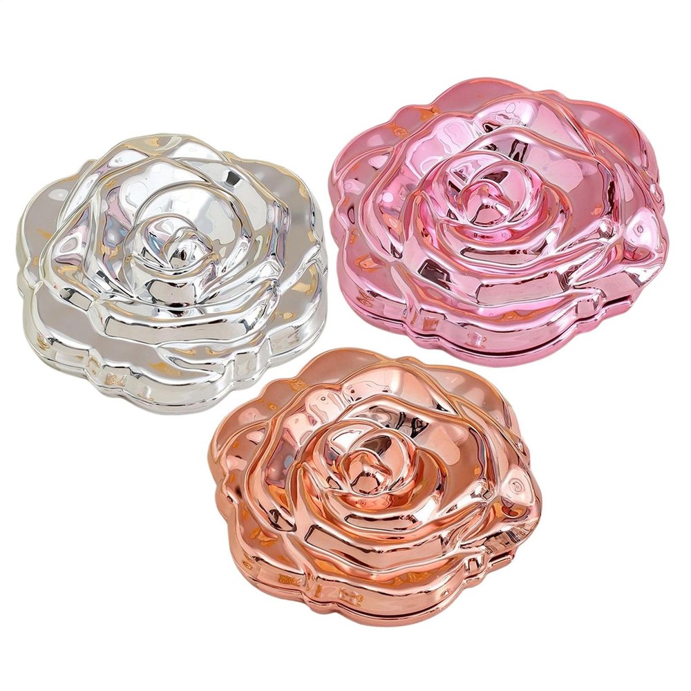 2pcs Makeup Mirror Electroplated rose Shape Compact Double Sided Mirror