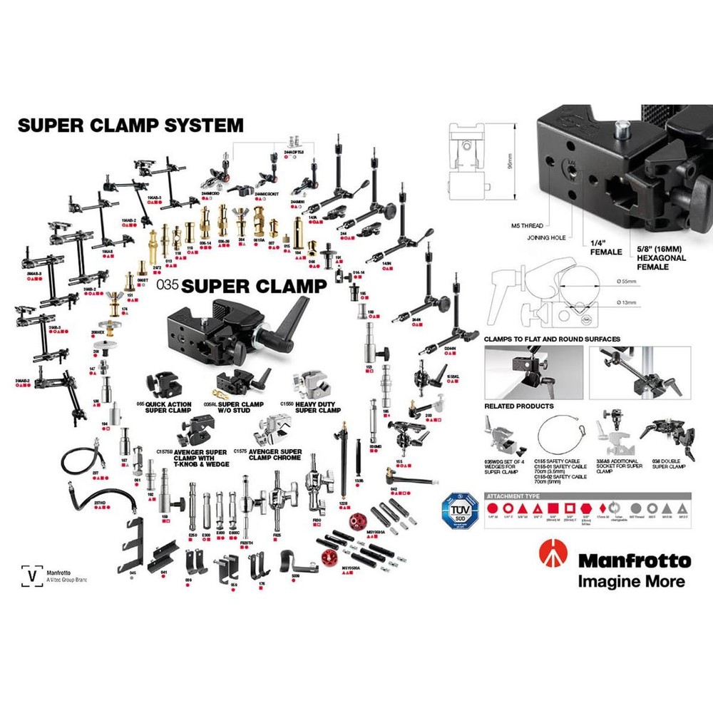 Manfrotto 035RL Super Clamp with Standard Stud
