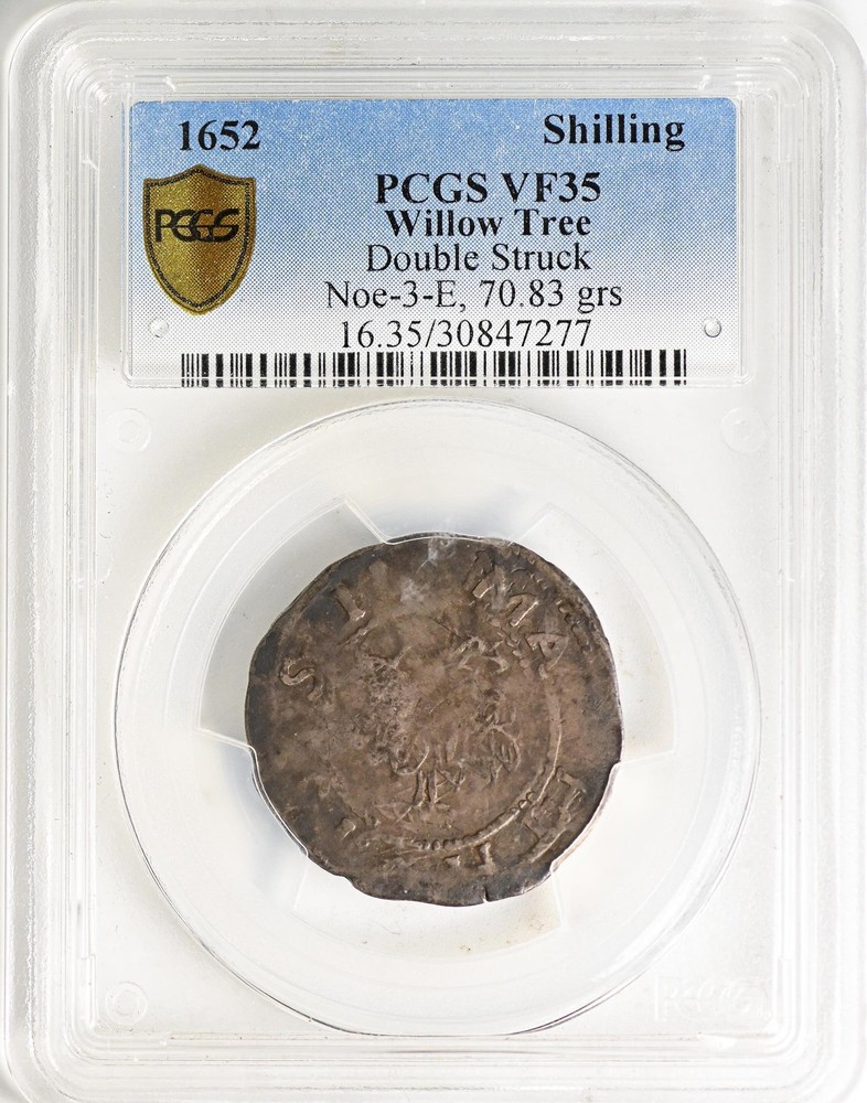 1652 WILLOW TREE SHILLING PCGS VF 35