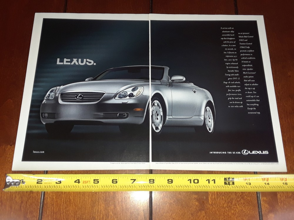 2001 LEXUS SC 430 ORIGINAL 2 PAGE AD