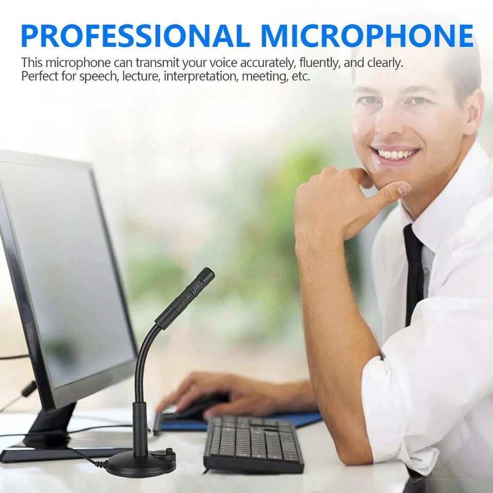 Computer Mini Condenser Microphone USB Stand Recording Mic For PC Desktop Laptop