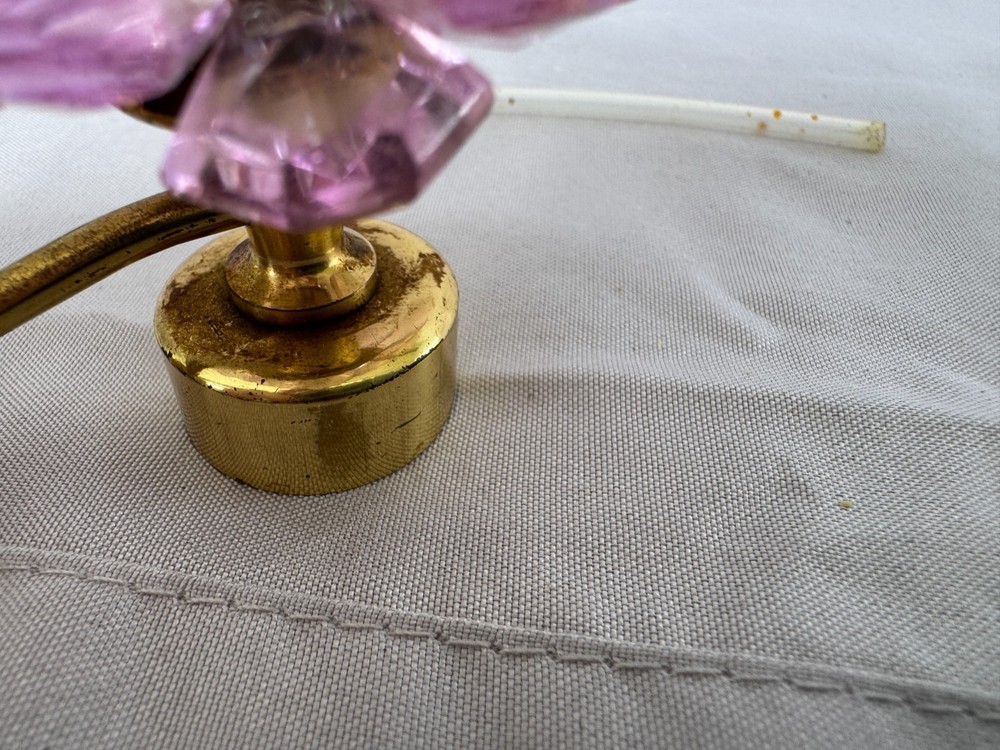 Vintage Atomizer Perfume Amethyst Hand Painted with Crystal Flower Top