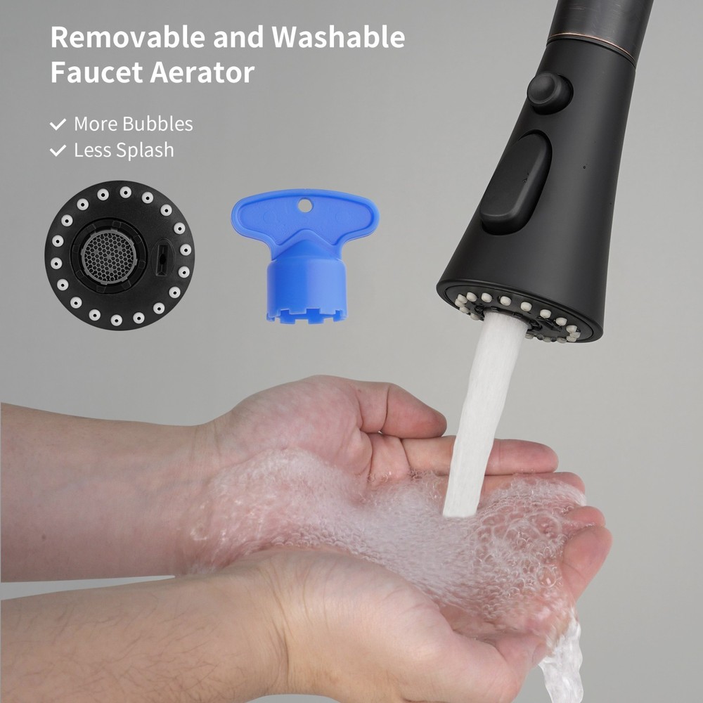 Kitchen Faucet Head Replacement 3-Function Pull Down Faucet Sprayer Head Black