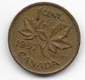 Canada 1957 Copper Penny Circulated
