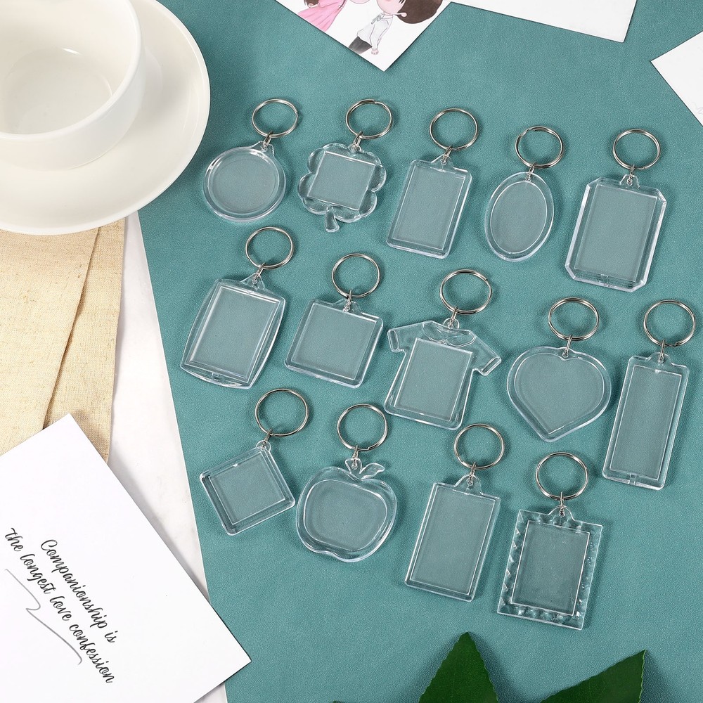 10 Pcs Photo Frame Keyring, 1.3 x 2 Inch Rectangular Photo Keychains