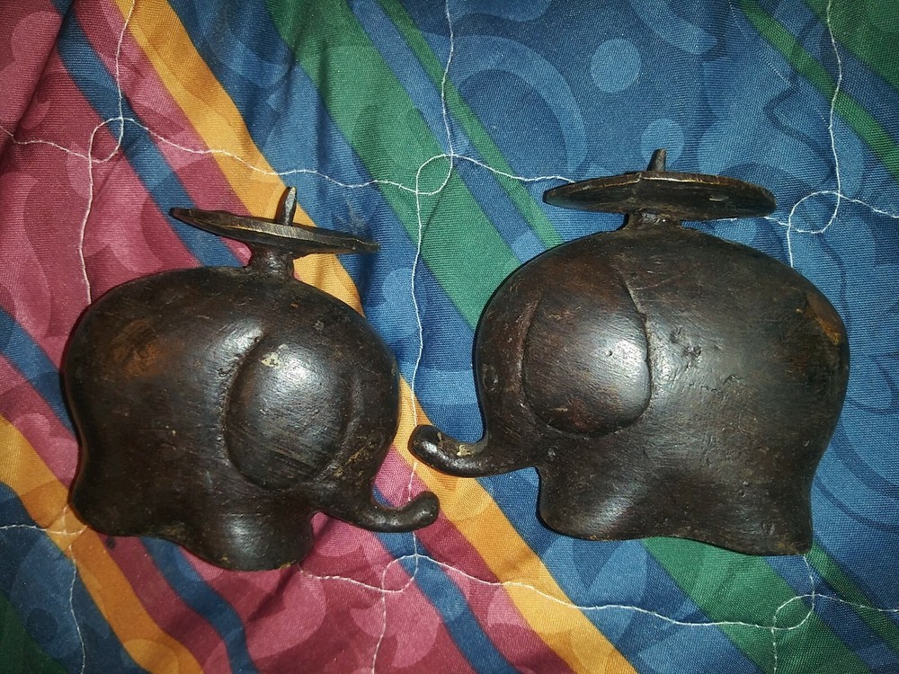 CAST IRON ELEPHANT PILLAR CANDLE HOLDERS