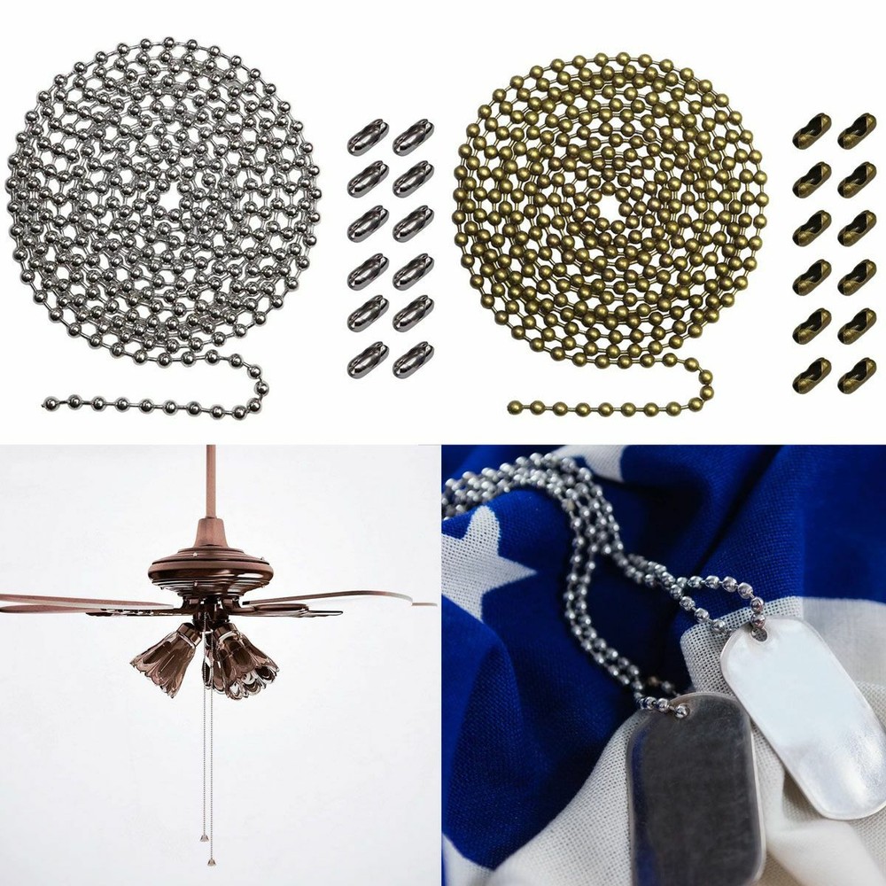 10Ft Ceiling Fan Pull Chain Beaded Extension Set Keychain Light Connectors Decor